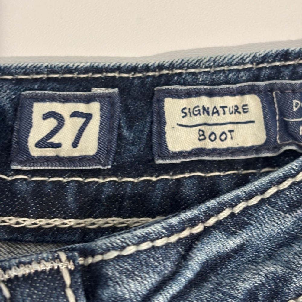 Miss Me Signature Bootcut Blue Jeans Women 27x34 Stretch Western Boho Distress - Picture 3 of 14